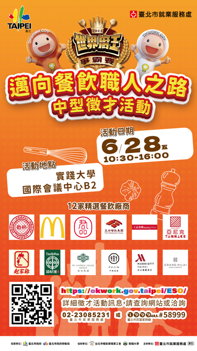 邁向餐飲職人之路中型徵才活動直式海報